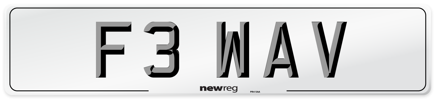 F3 WAV Number Plate from New Reg